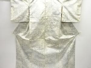 アンティーク　樹木模様織り出し十日町紬着物